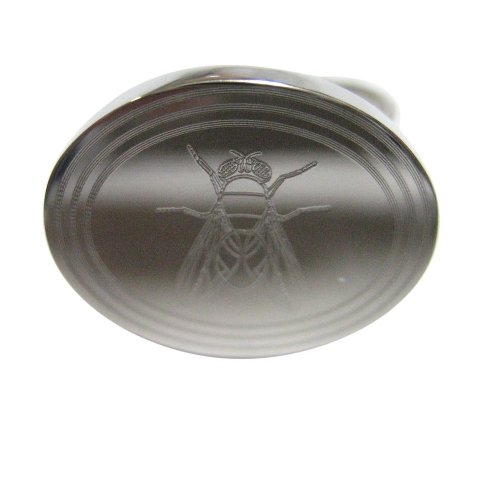 Etched Oval Detailed Fly Bug Insect Ring